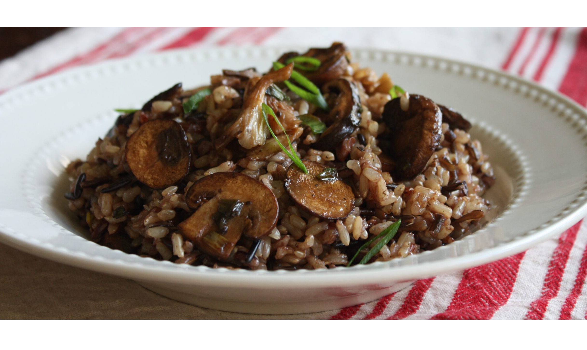 Pleurotus com arroz selvagem